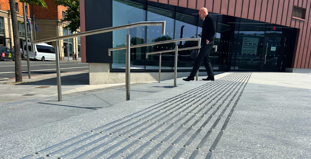 Black Polished exposed concrete aggregate floors outside as a tourist attraction walkway
